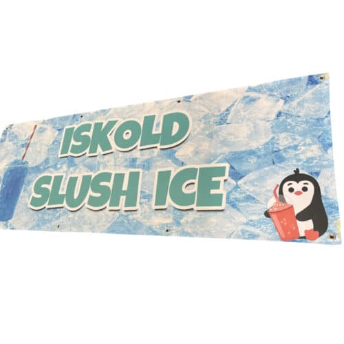 Lån bannere hos festløven i Nordjylland, når I skal sælge eller uddele slush ice eller andre kolde drikke