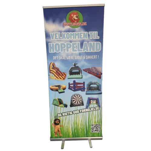 Lån gratis skilte & bannerne hos festløven i Nordjylland, når I skal afholde Jeres legeland eller hoppeland